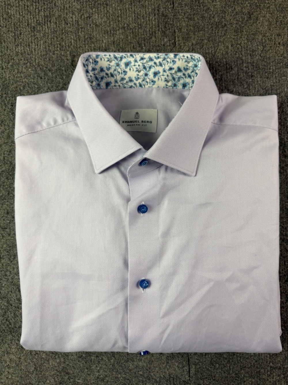 Emanuel Berg Modern Fit Mens 100% Cotton Flip Cuff Dress Shirt Size XL Lavender